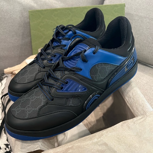 NEW Gucci Men’s Supreme GG Logo Blue Sneakers - Picture 6 of 13